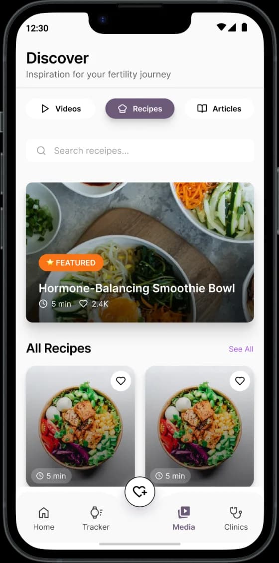 Discover · recipes screen