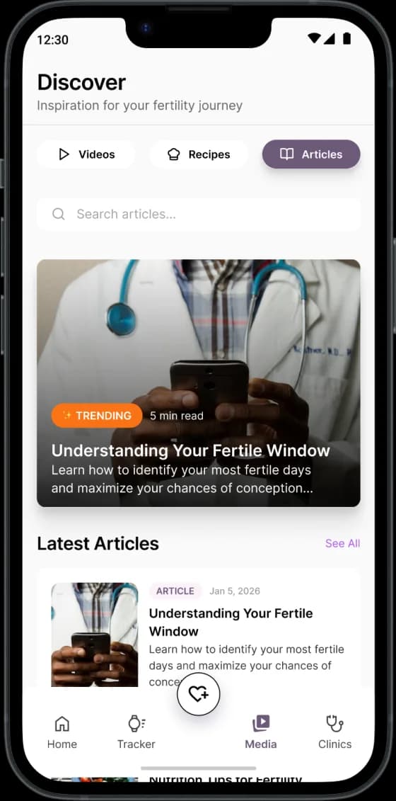 Discover · articles screen