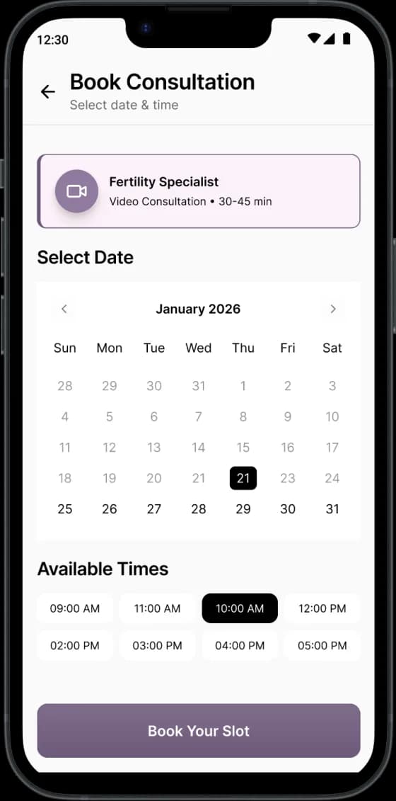 Book consultation screen