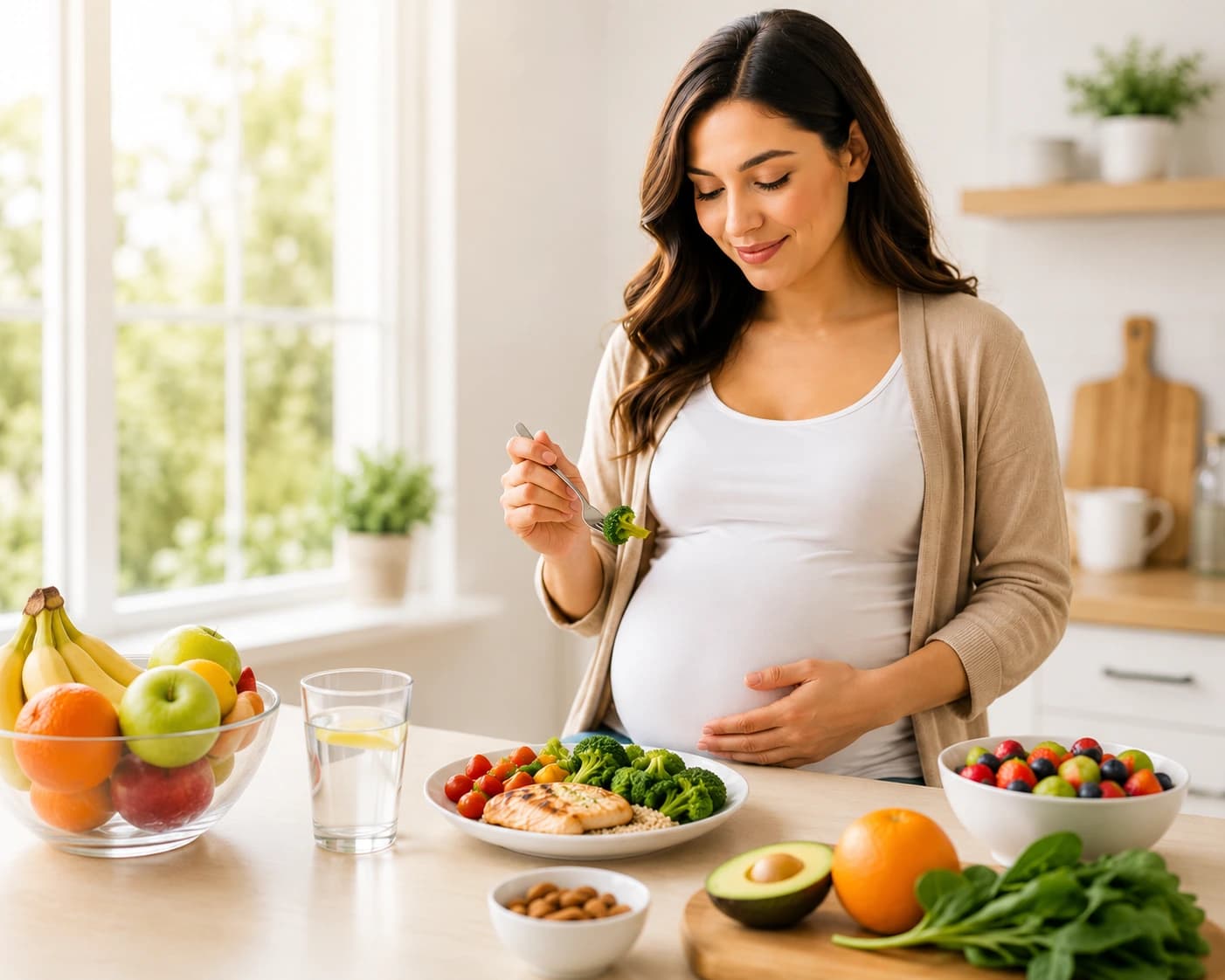 Healthy Indian pregnancy thali with dal, greens and nutritious foods